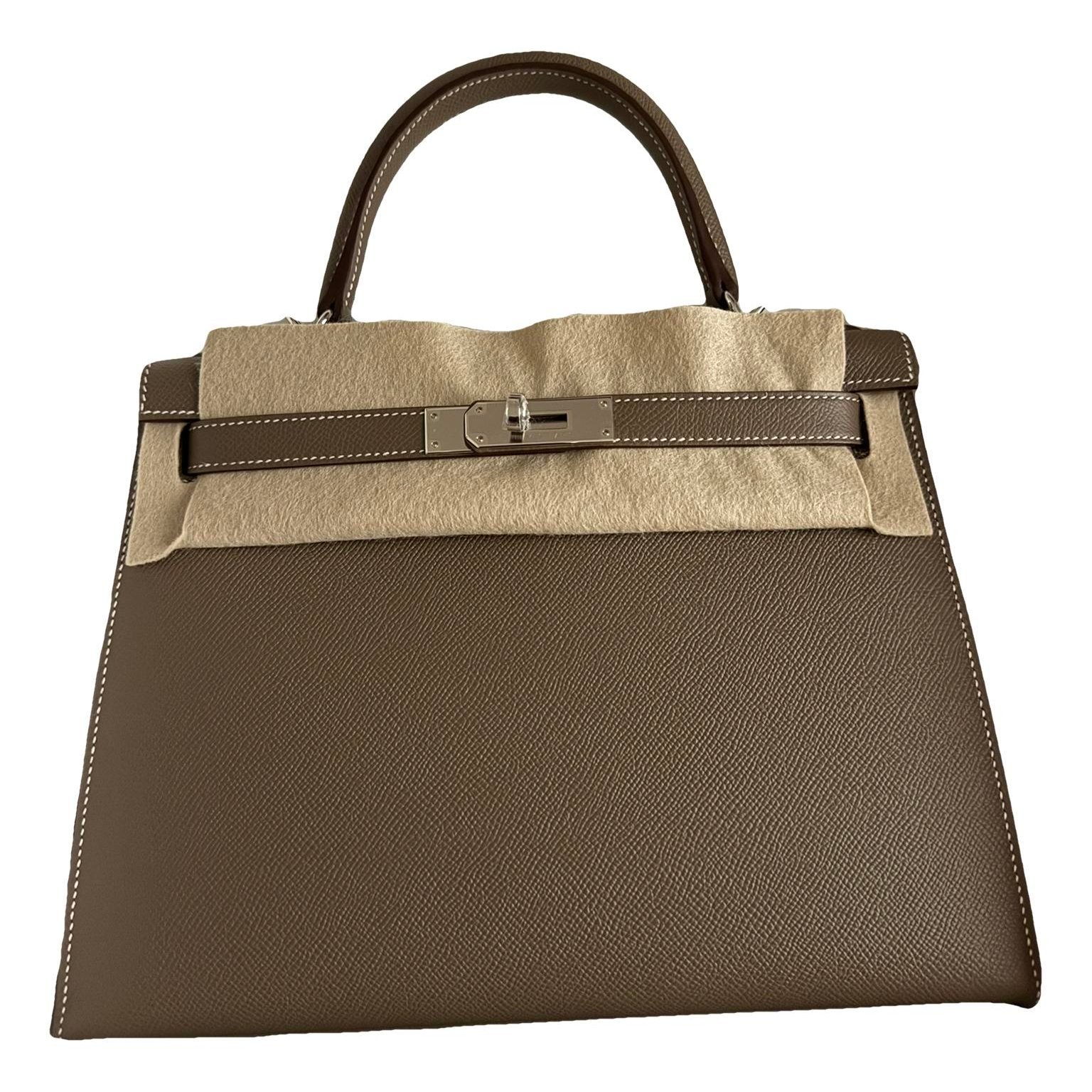Hermes Kelly 28 Handbag Etoupe Epsom Leather 2025