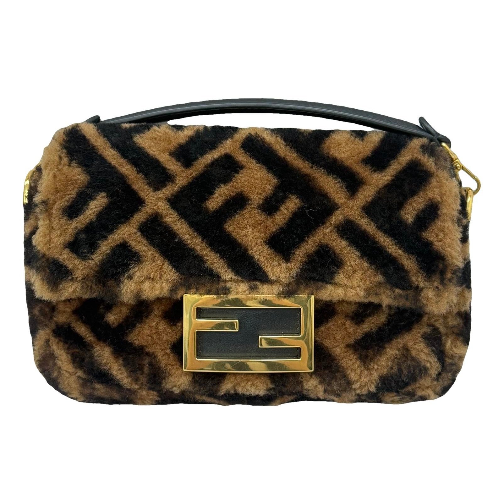 Baguette faux fur handbag