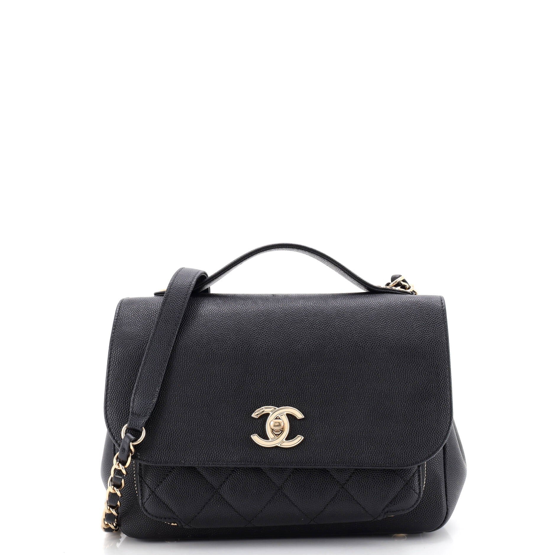 Business Affinity Flap Bag Quilted Caviar Small