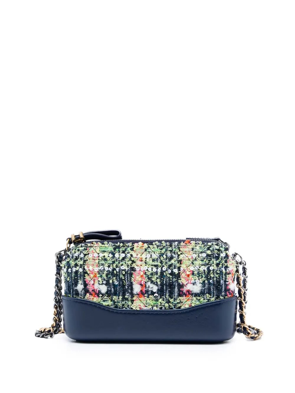 2019 Tweed Gabrielle Double Zip Clutch with Chain crossbody bag