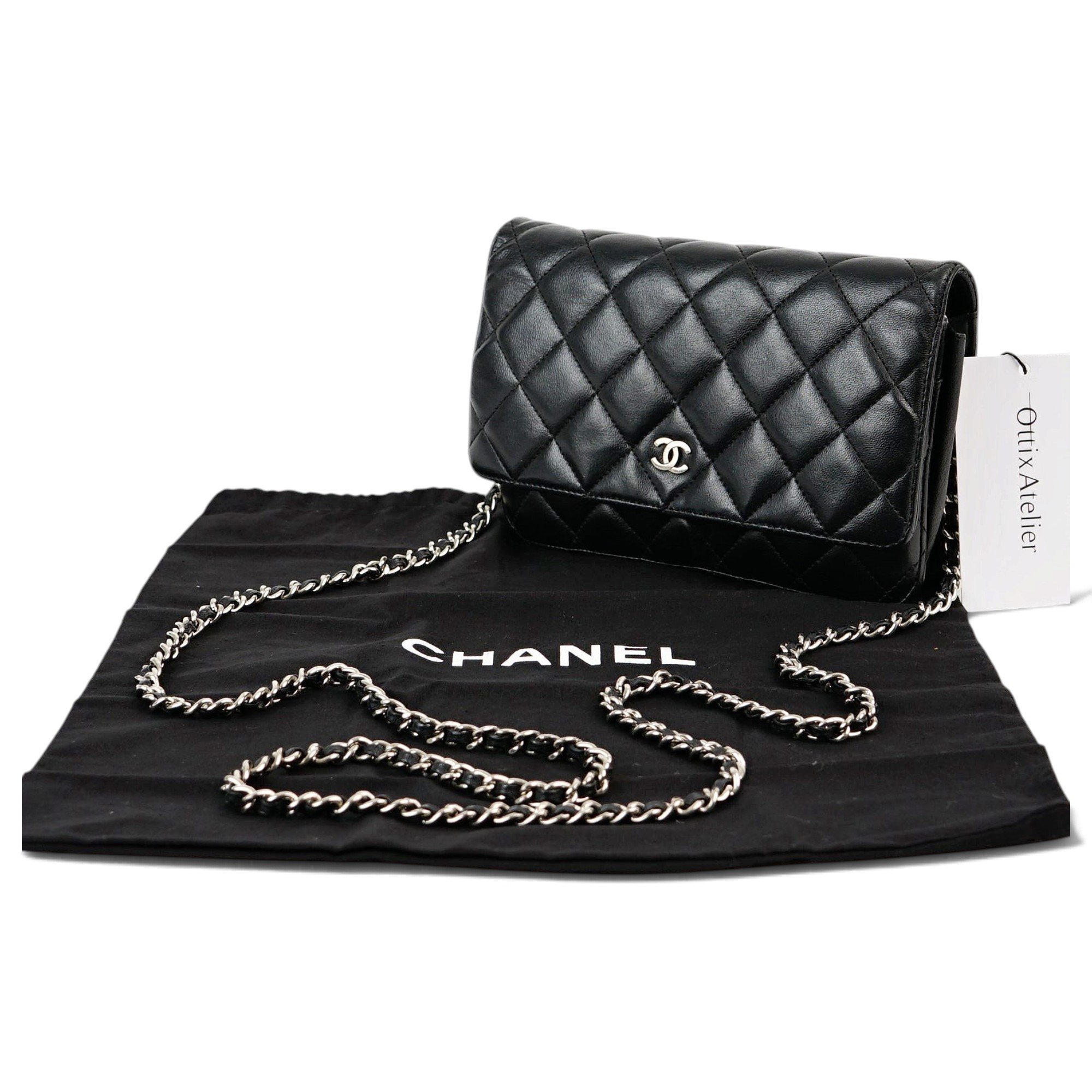 Trendy CC Wallet on Chain leather handbag