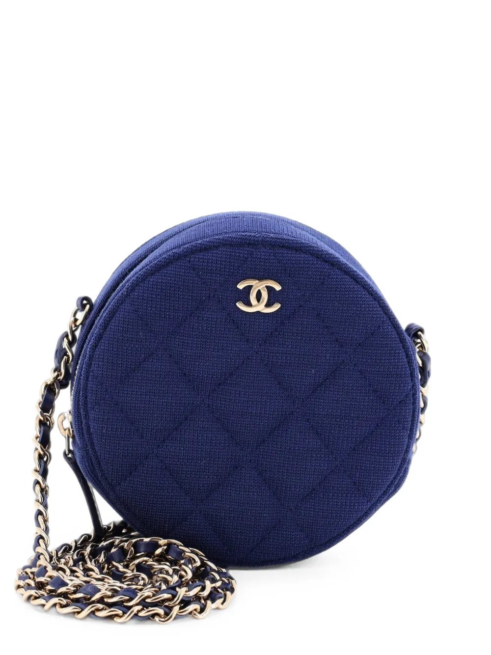 Round with Chain Quilted Jersey Mini clutch bag