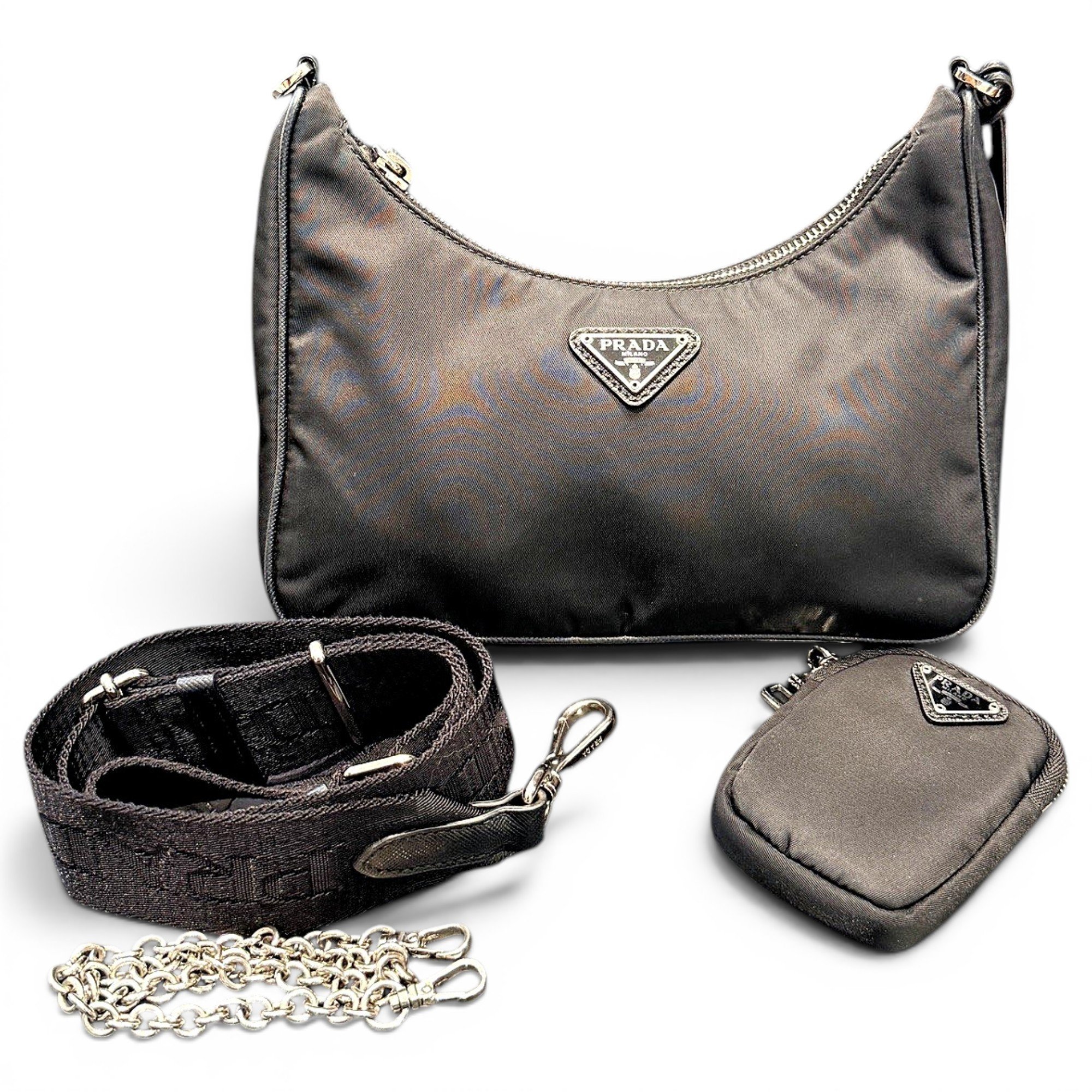 Re-Nylon leather crossbody bag