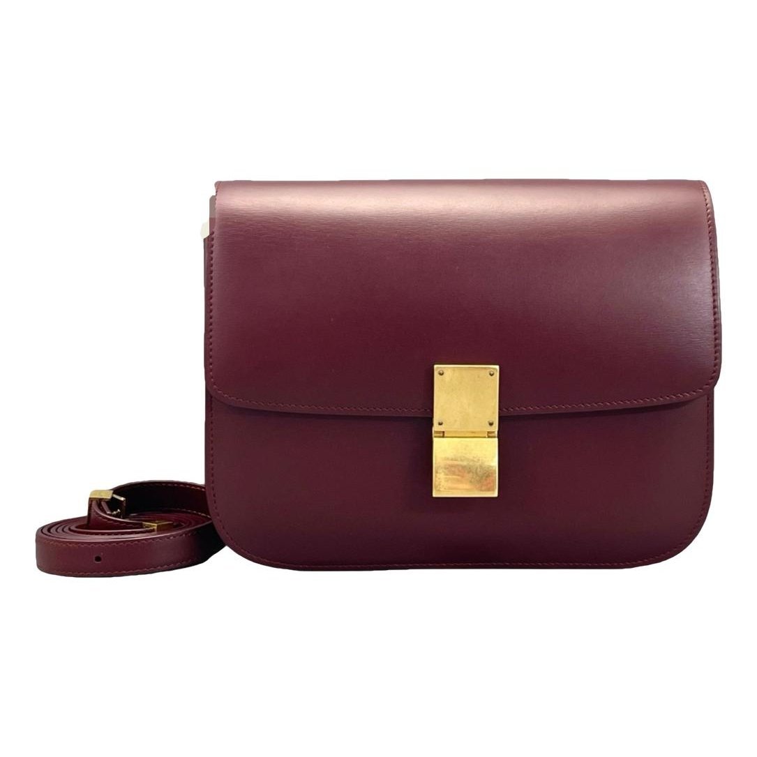 Clasp box leather handbag