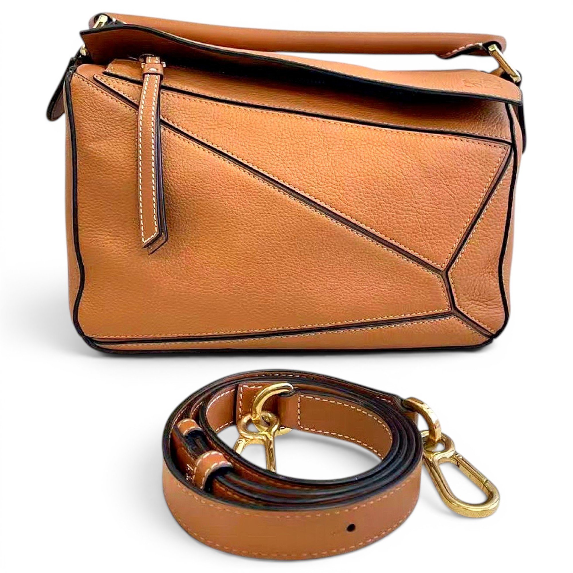 Puzzle leather handbag