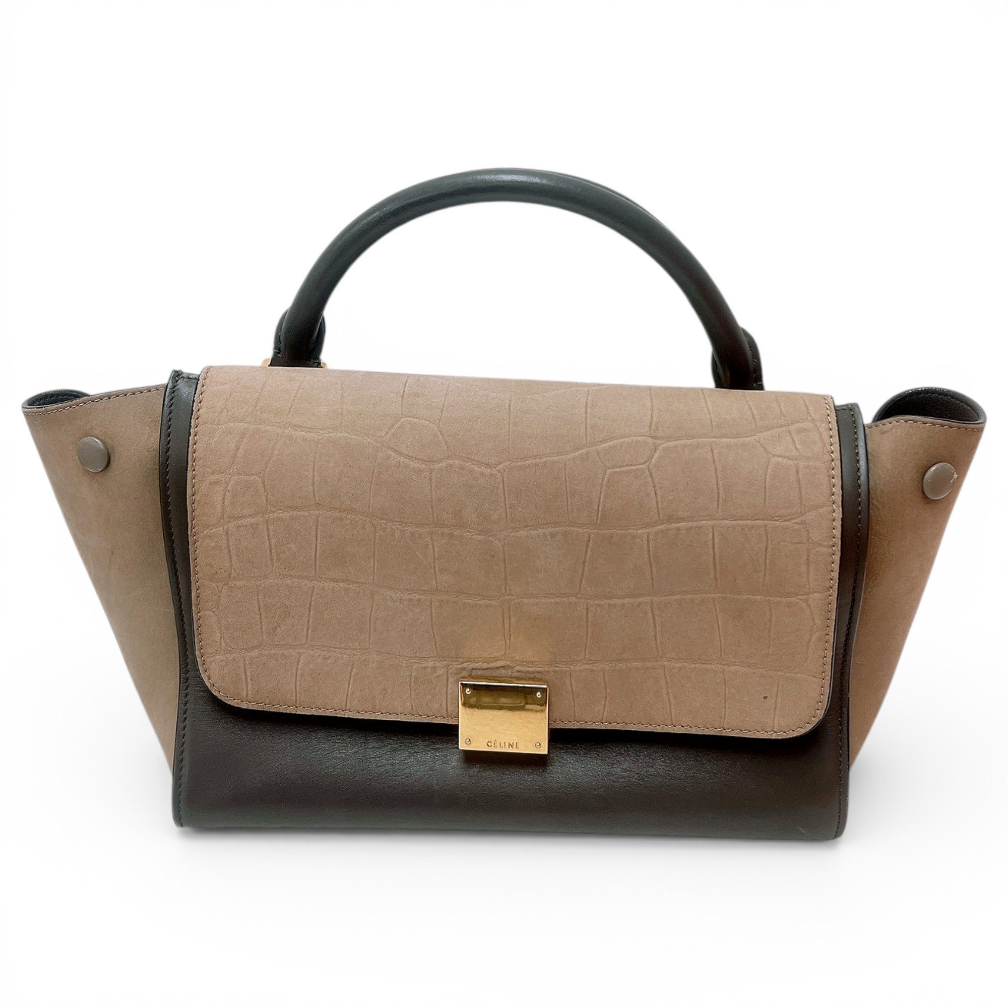 Trapèze leather handbag