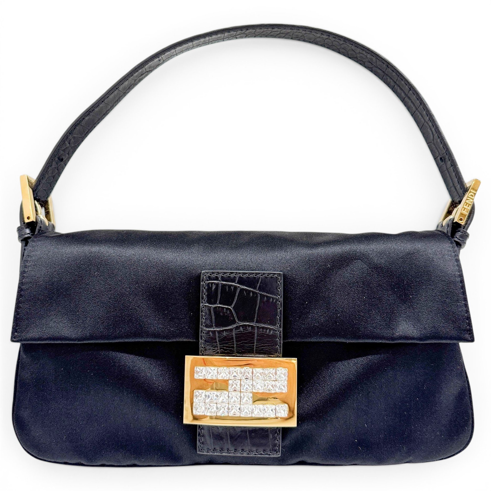 Baguette silk handbag