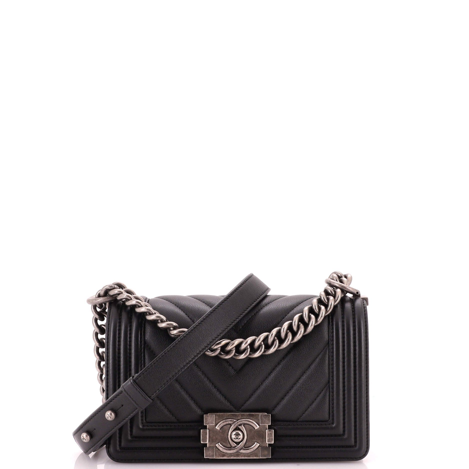 Boy Flap Bag Chevron Calfskin Small
