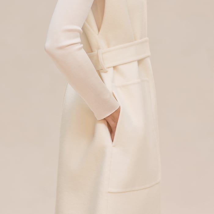 Blanc Naturel Belted Cashmere Long Vest