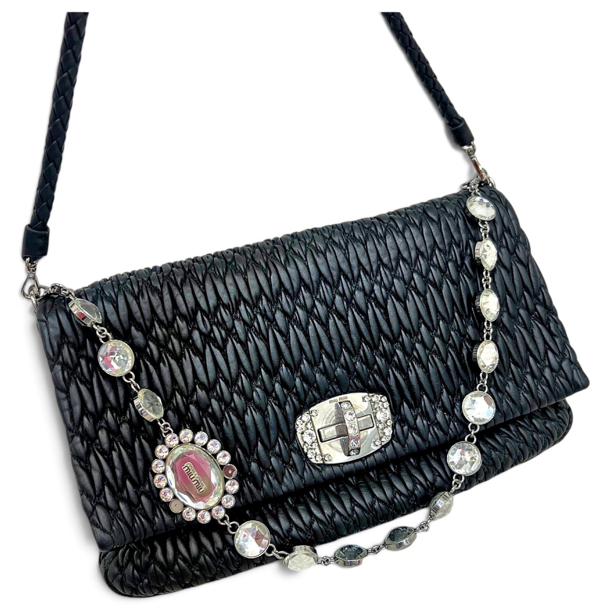 Miu Crystal leather handbag