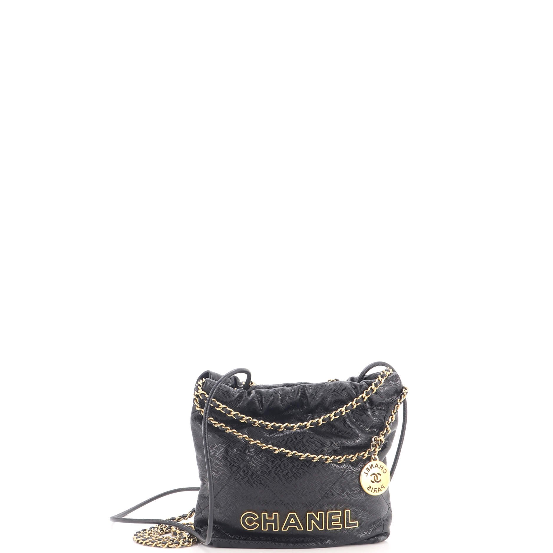 22 Chain Hobo Quilted Caviar Mini