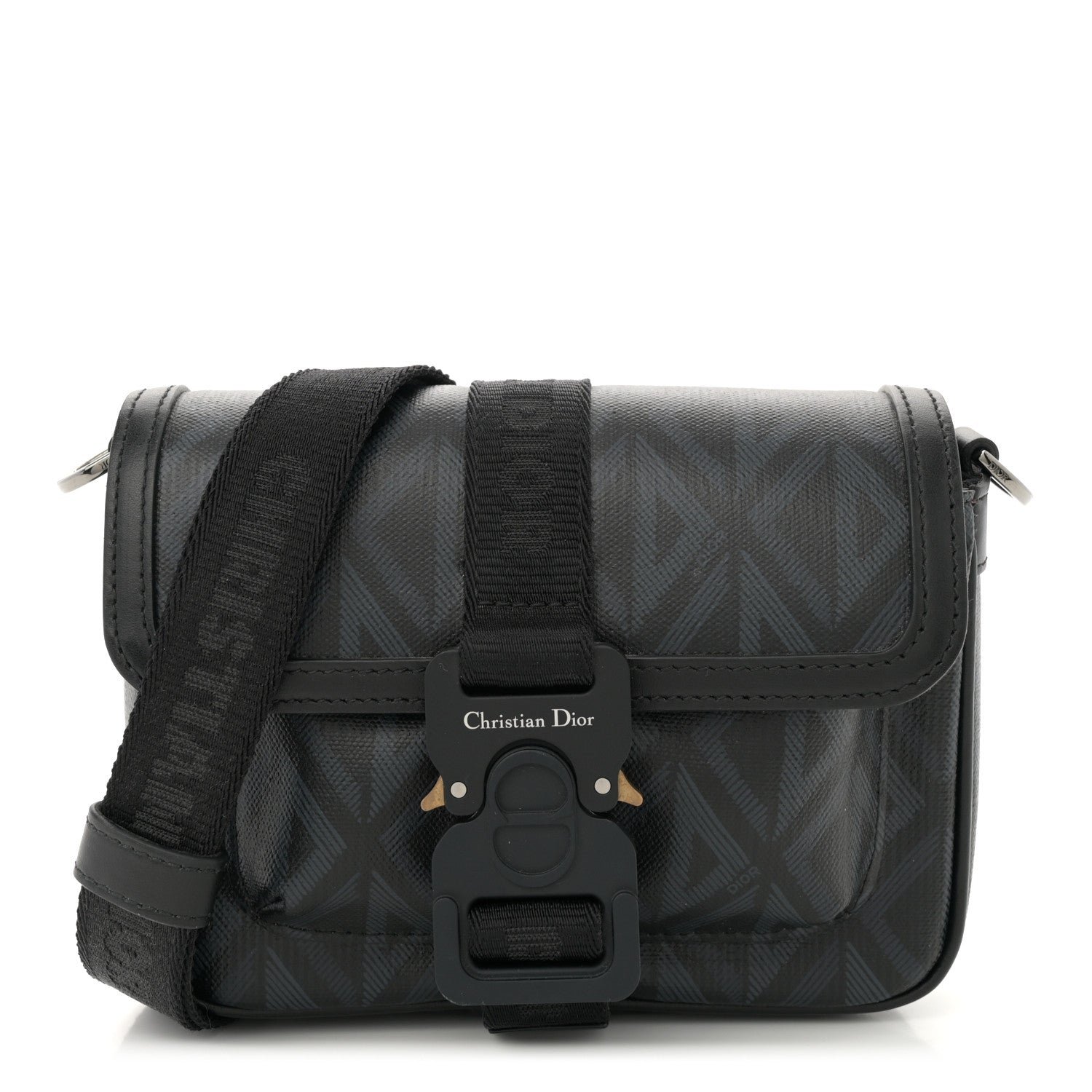 Dior Coated Canvas CD Diamond Mini Hit The Road Bag Black
