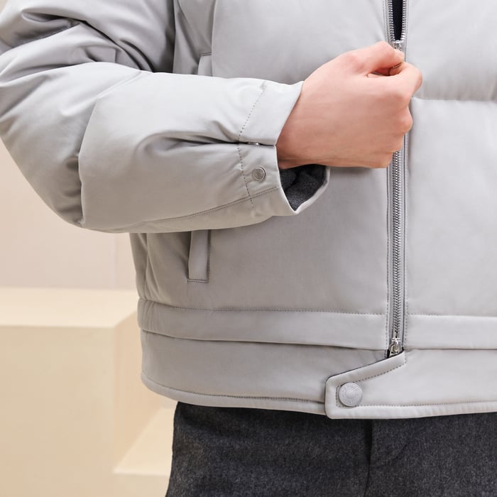 Silex Puffer Coat With Leather Detail