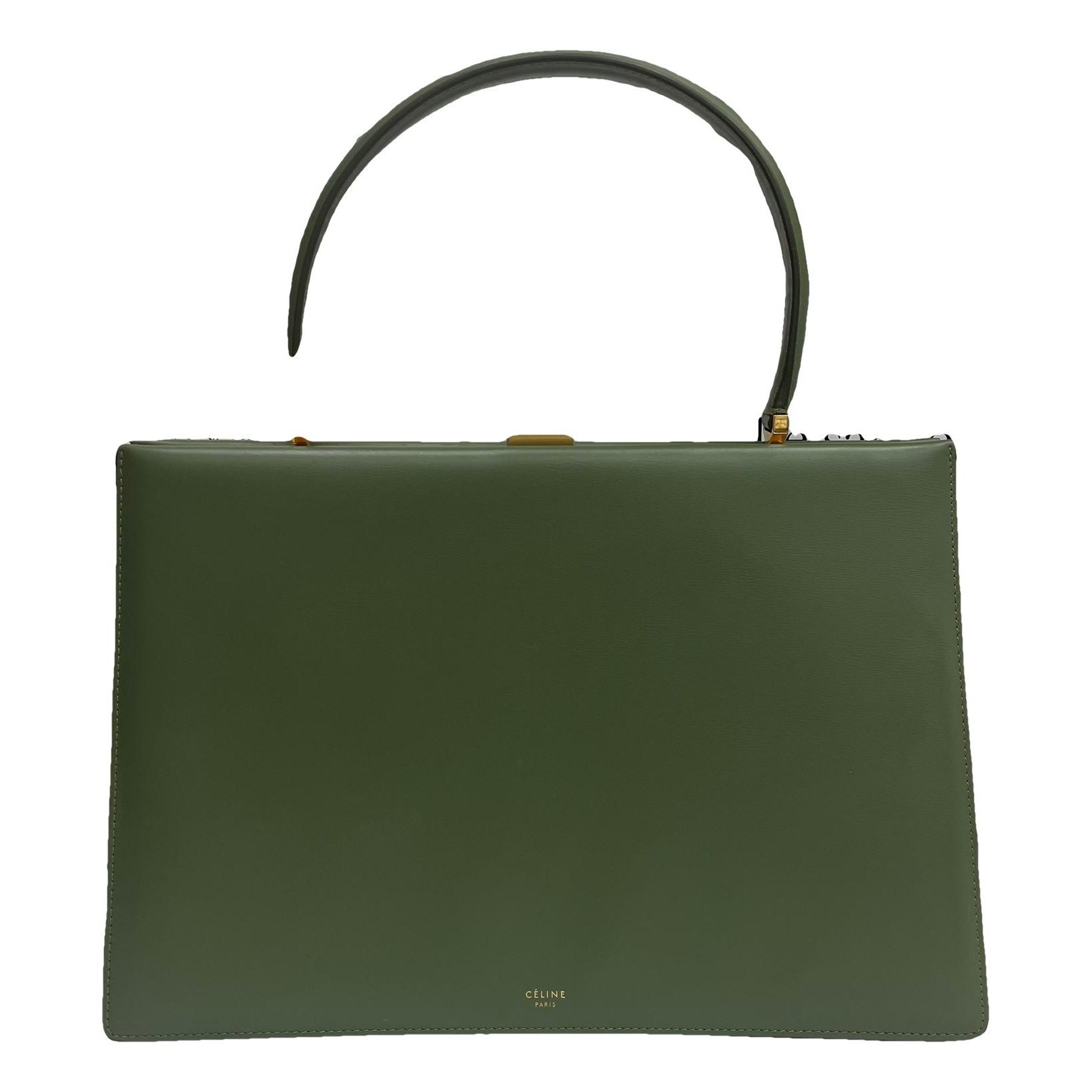 Clasp leather handbag