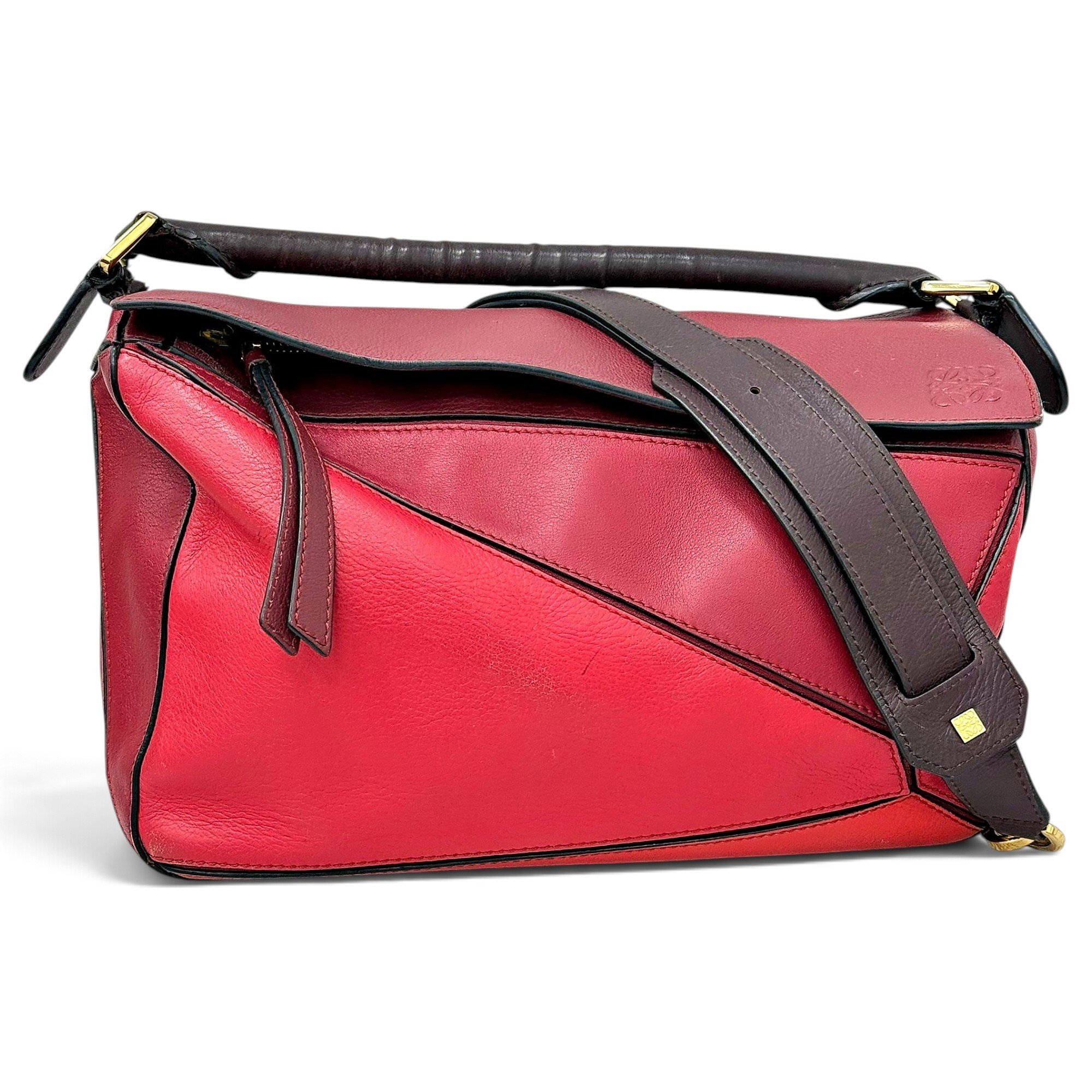Puzzle leather handbag