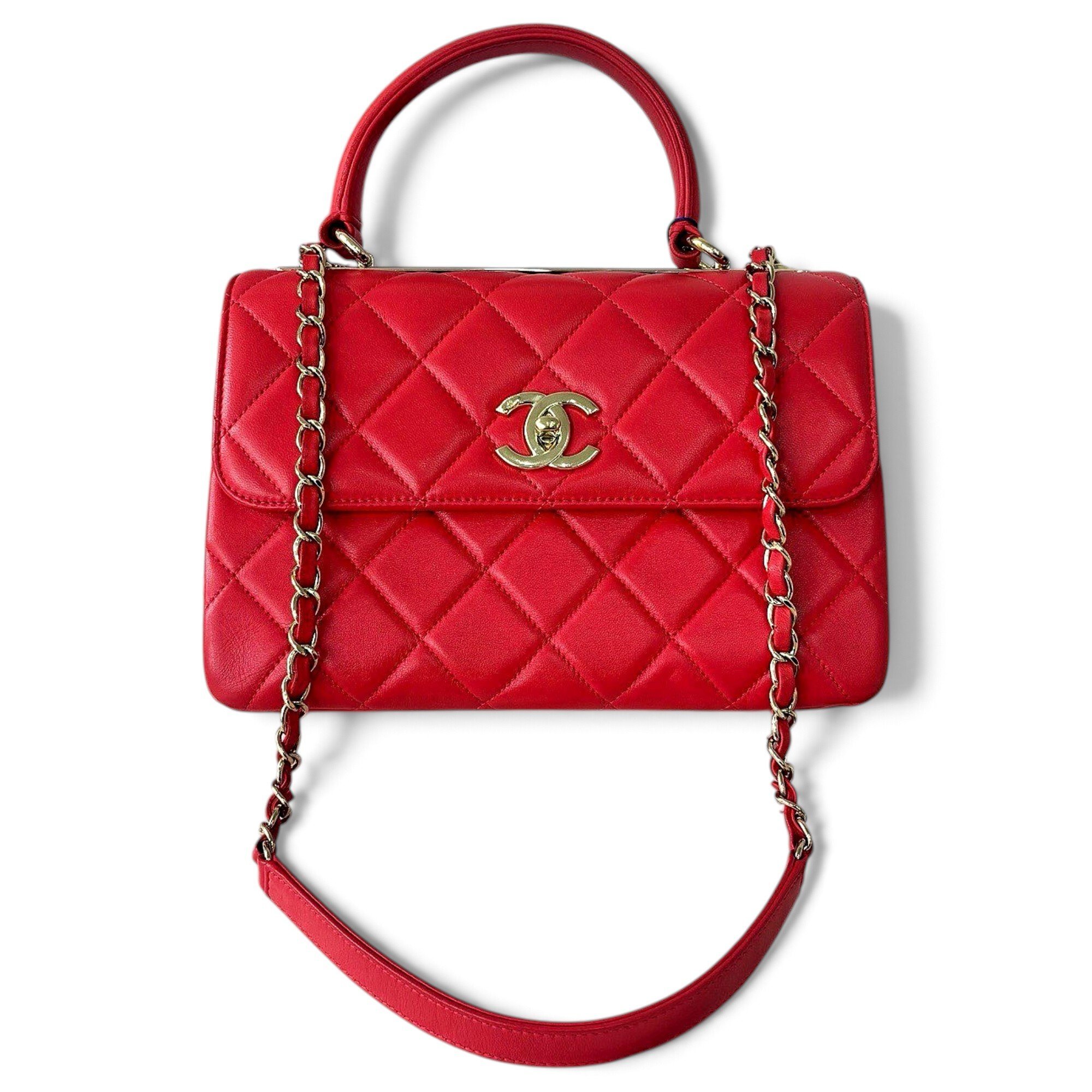 Trendy CC Top Handle leather handbag