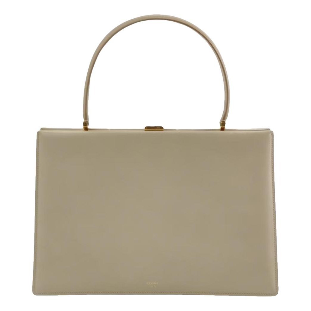 Clasp leather handbag