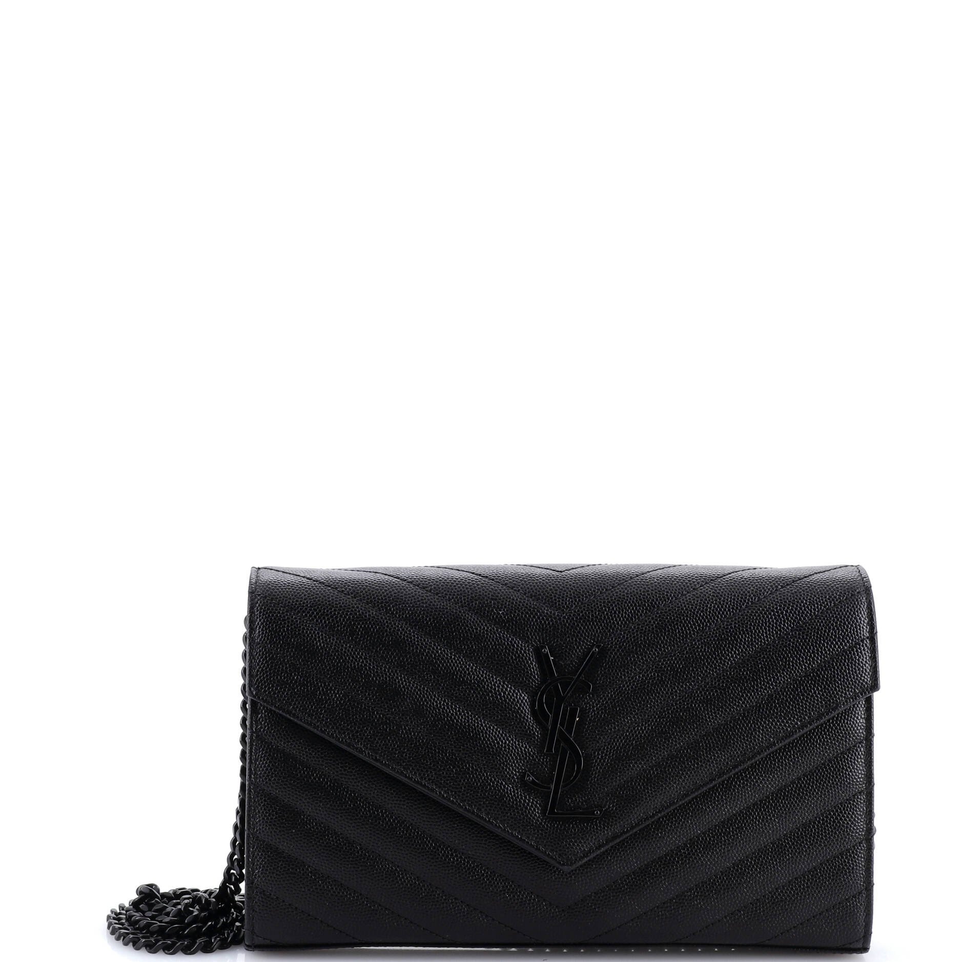 Classic Monogram Wallet on Chain Matelasse Chevron Leather Medium