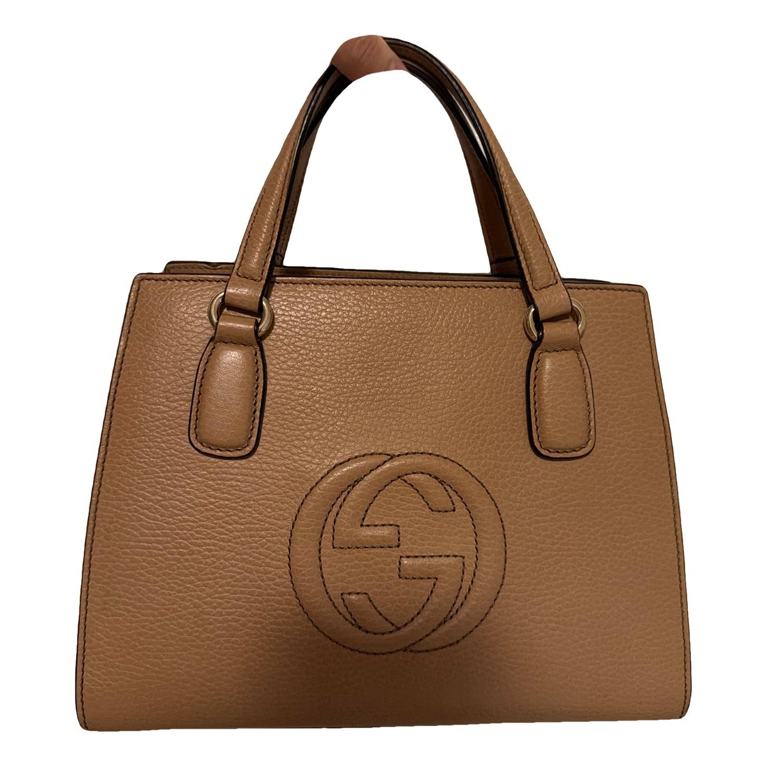 Interlocking leather handbag