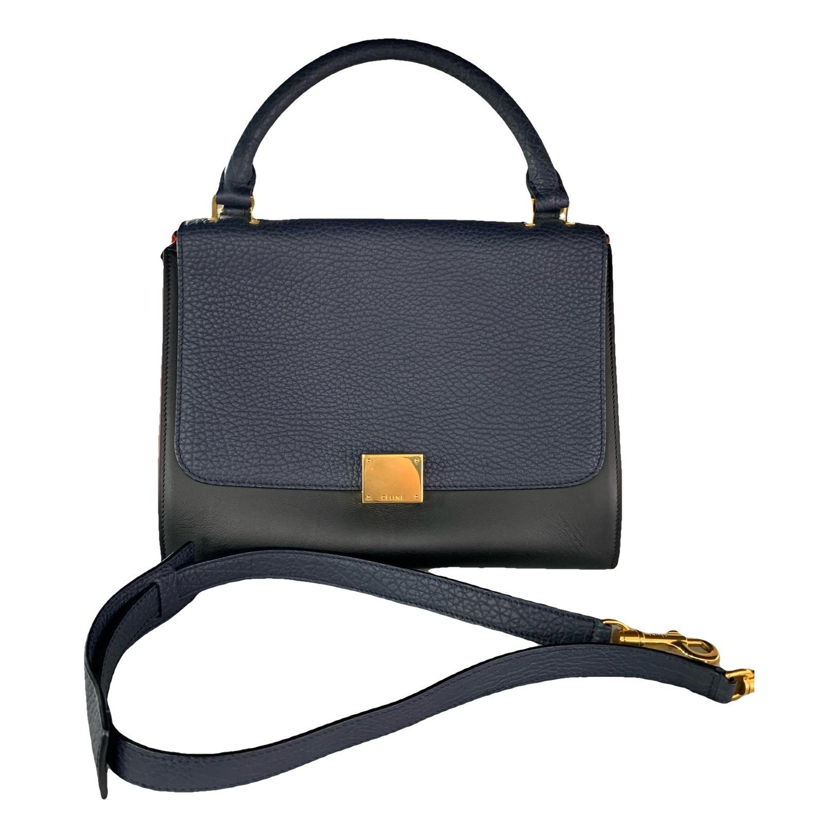 Trapèze leather handbag