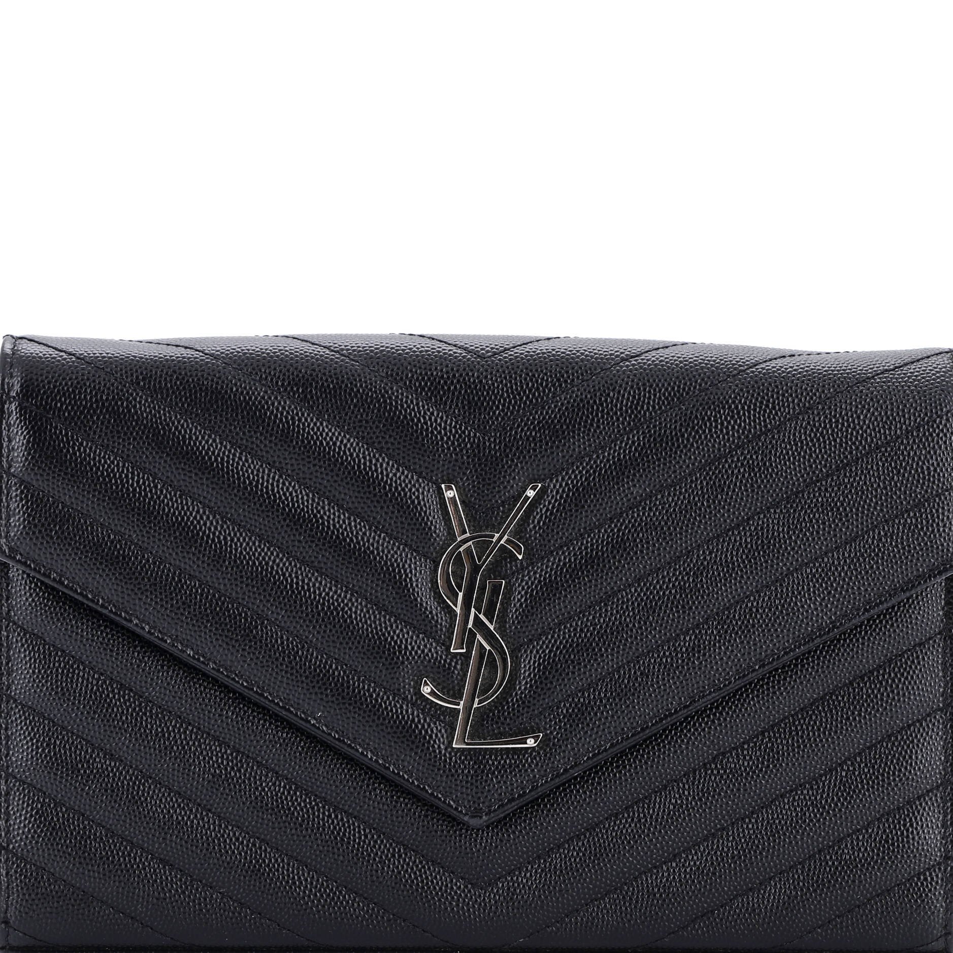 Saint Laurent Classic Monogram Wallet on Chain Matelasse Chevron Leather Medium