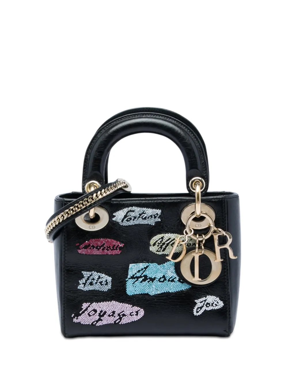2016 Mini Calfskin Beaded Lady Dior satchel