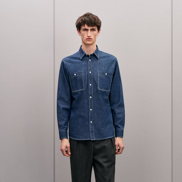 Indigo Lavé Straight Cut Denim Shirt