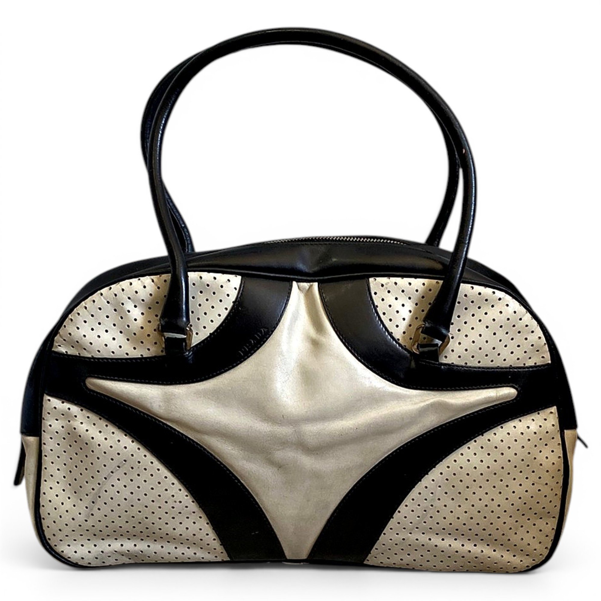 Bowling leather handbag