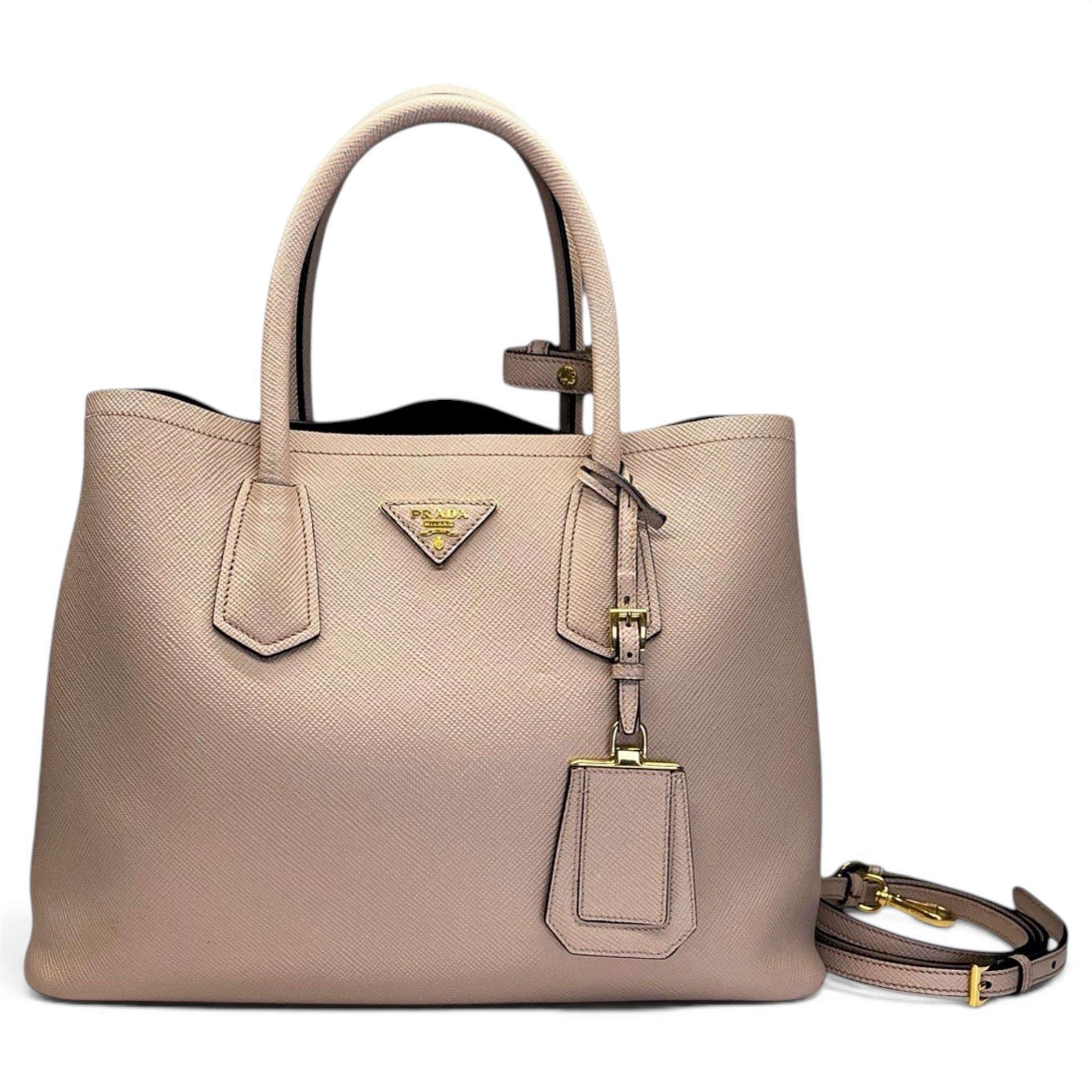Double leather handbag