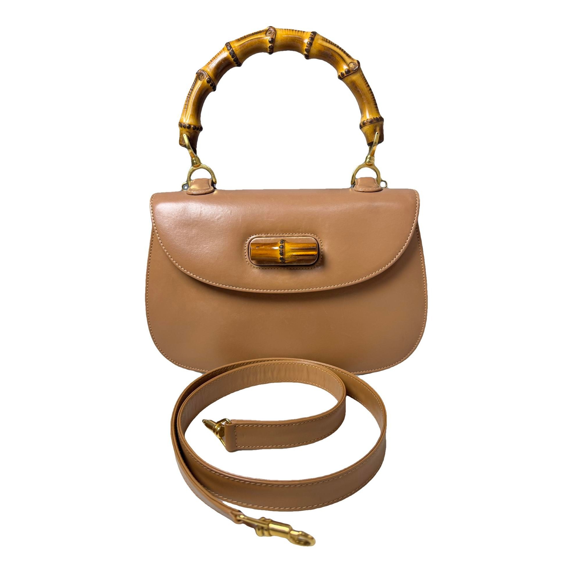 Convertible Bamboo Top Handle leather handbag