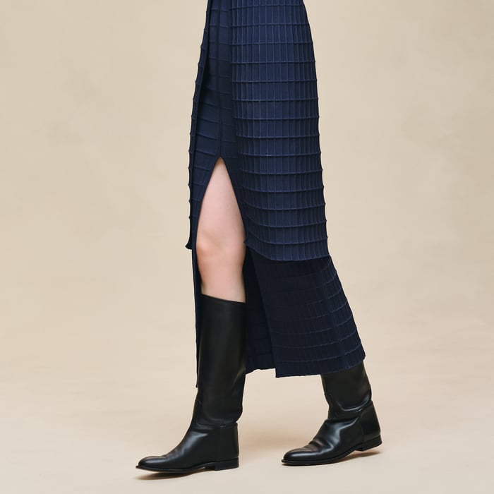 Bleu Outremer Long Skirt With Slit