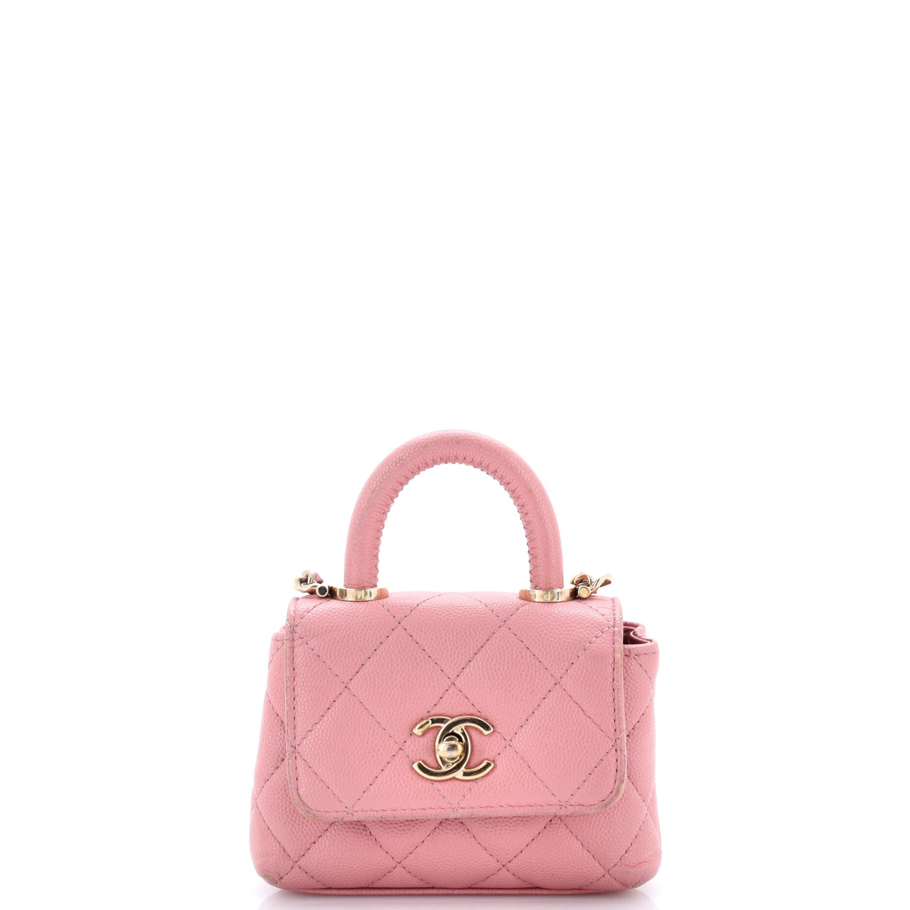 Coco Top Handle Clutch with Chain Quilted Caviar Mini