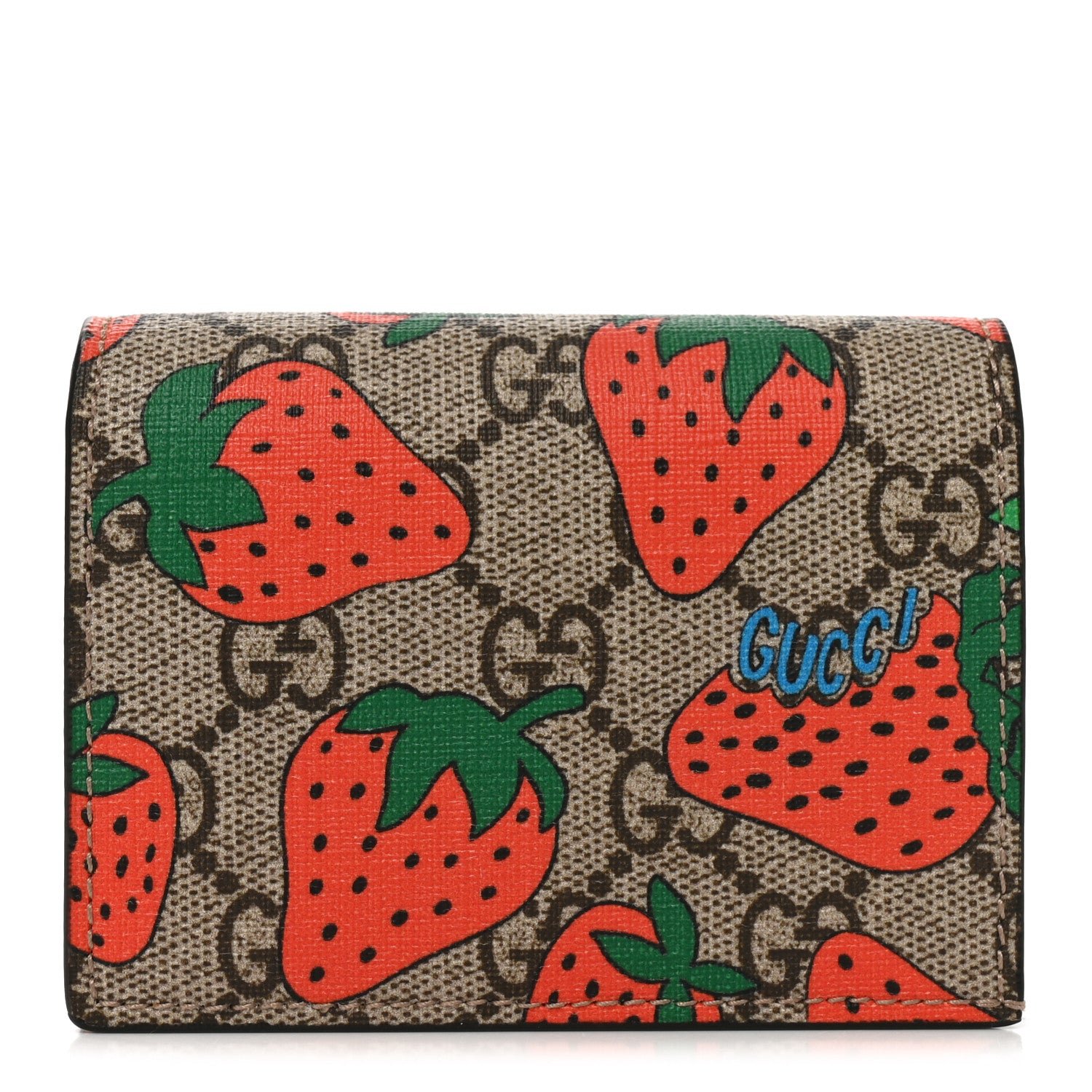 Gucci GG Supreme Monogram Strawberry Card Case