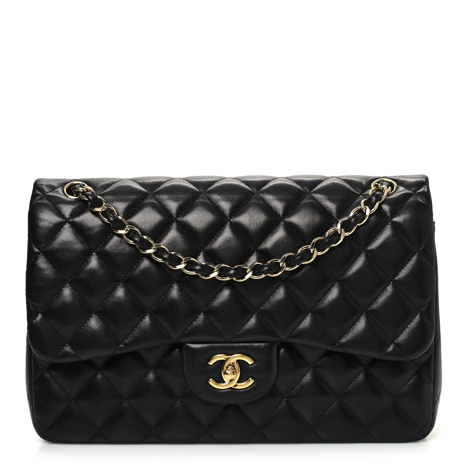 Chanel Lambskin Quilted Jumbo Double Flap Black