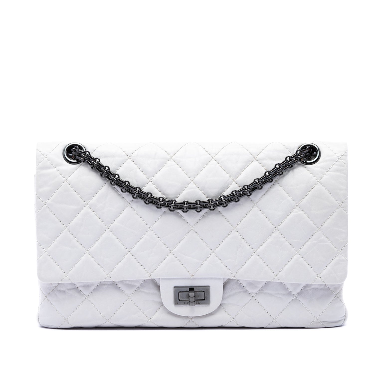 Calf Leather Quilted Aged Calfskin Reissue 2.55 Double Flap