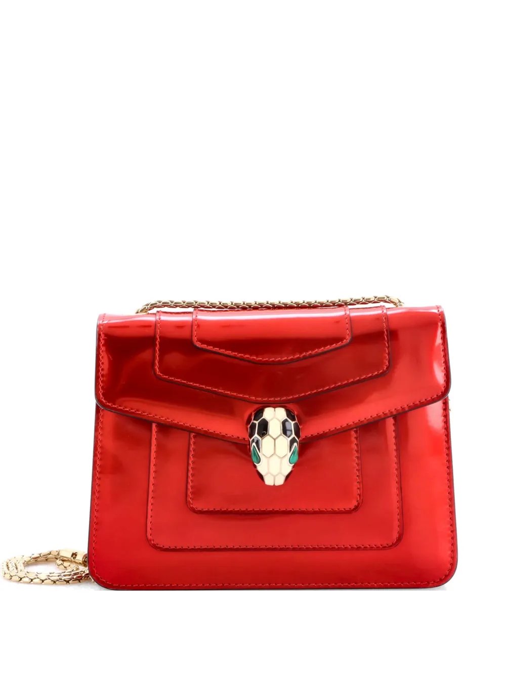 Serpenti Forever Square Metallic Leather Small shoulder bag