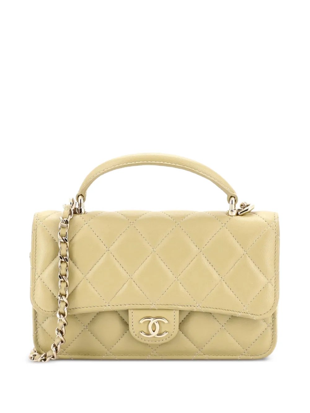 Classic Top Handle Flap Phone Holder with Chain Quilted Lambskin crossbody bag