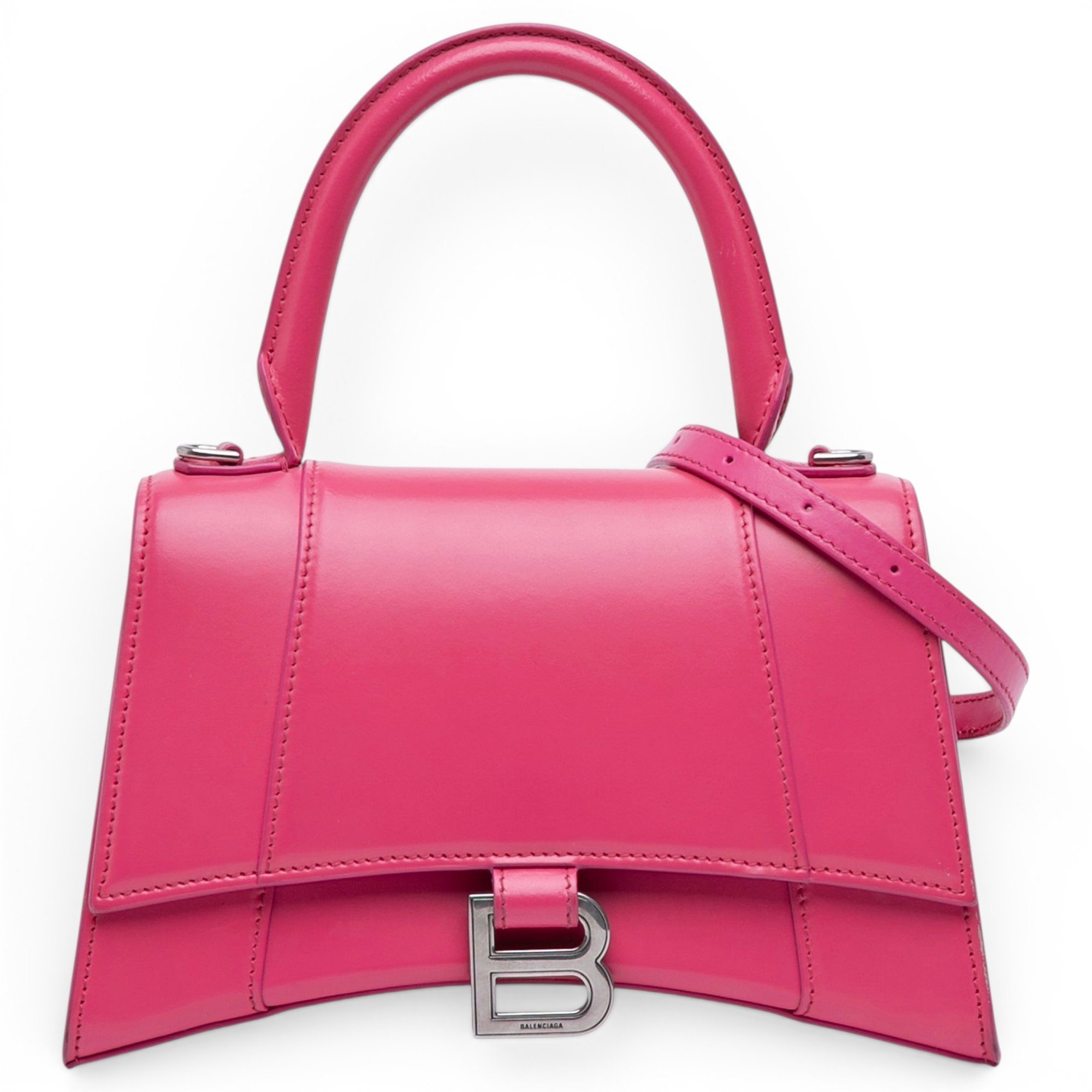 Hourglass leather handbag