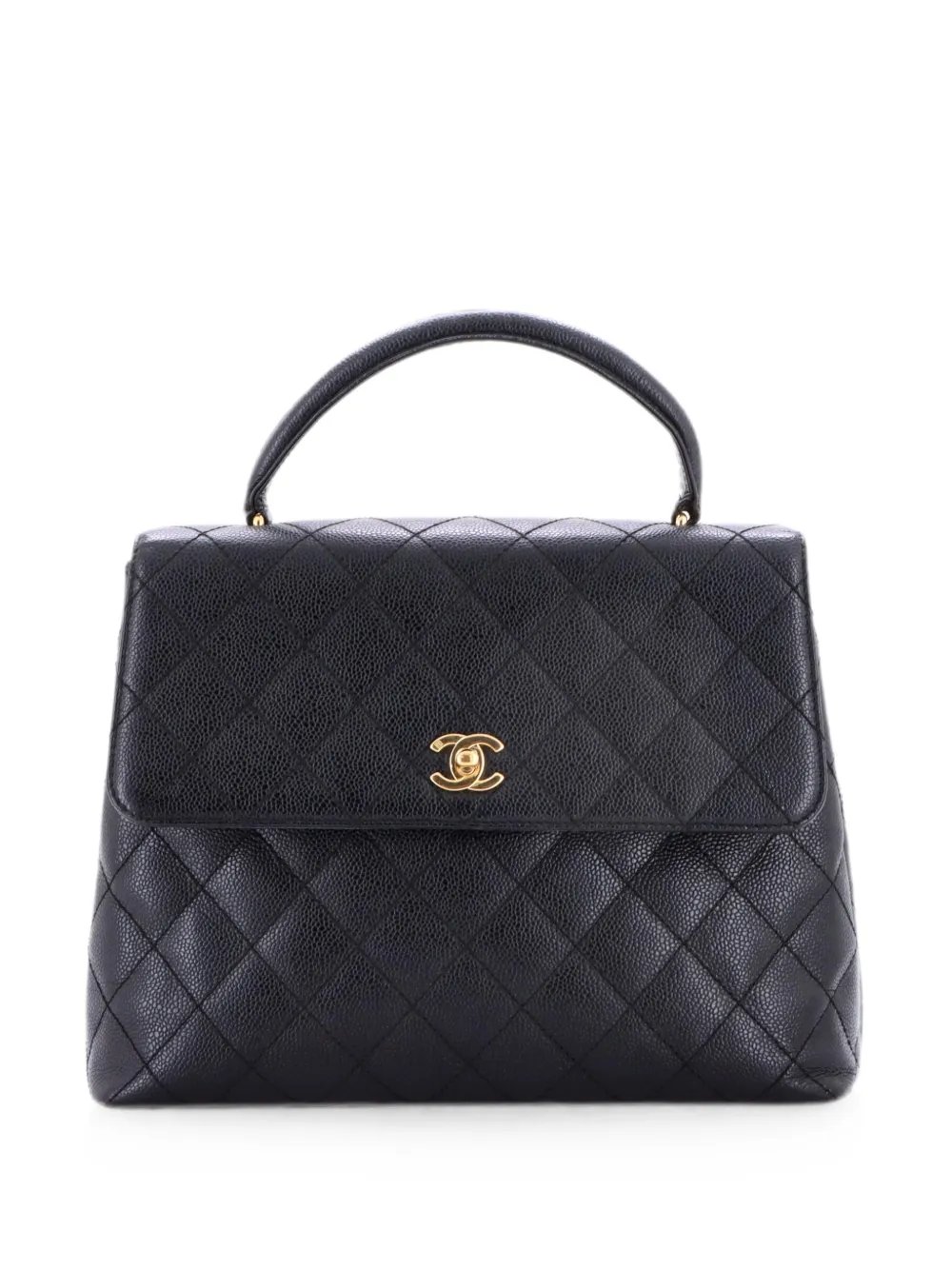 Classic Top Handle Flap Bag Quilted Caviar Jumbo satchel