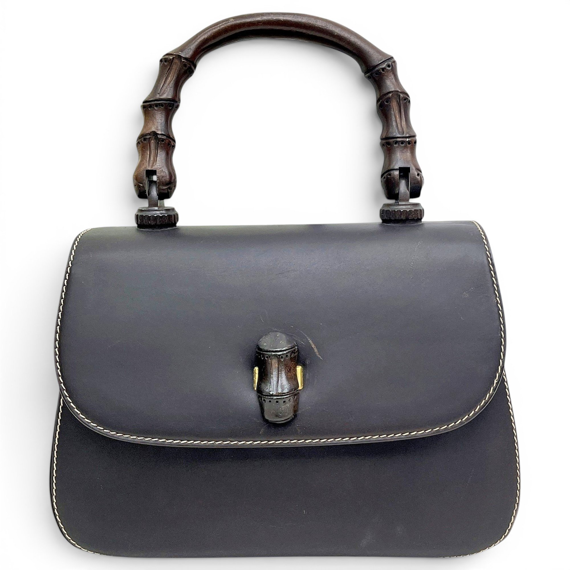 Convertible Bamboo Top Handle leather handbag