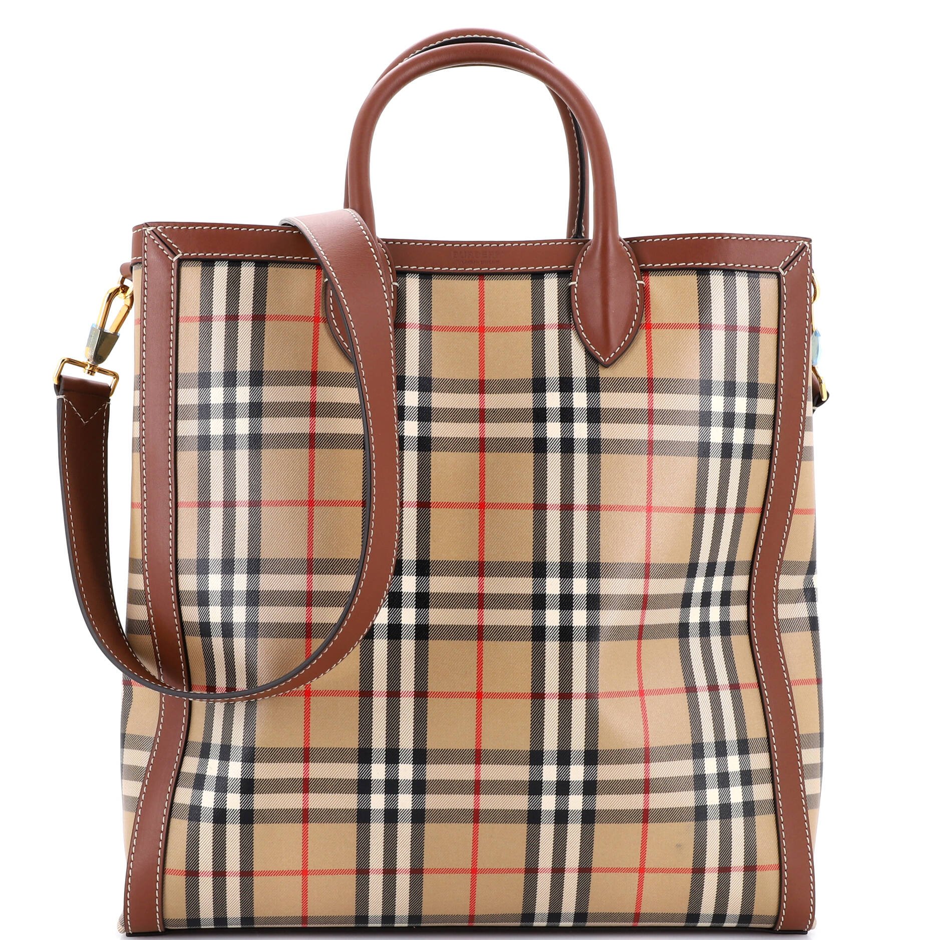 Convertible Tote Vintage Check Coated Canvas Medium