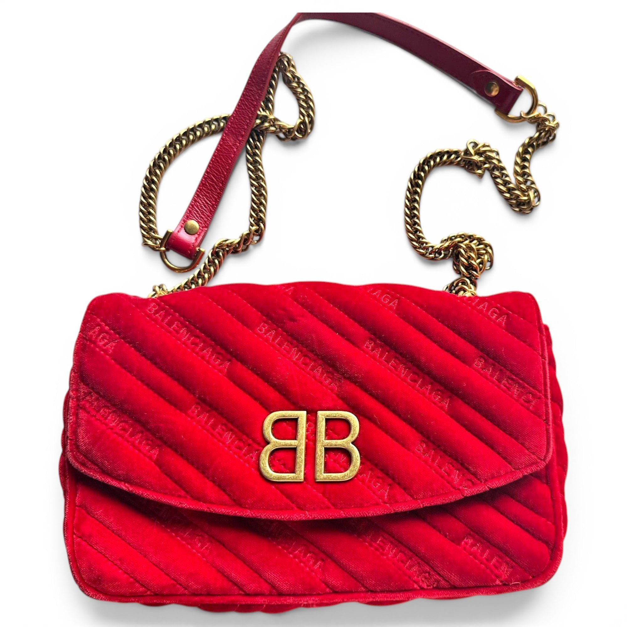 BB chain velvet crossbody bag