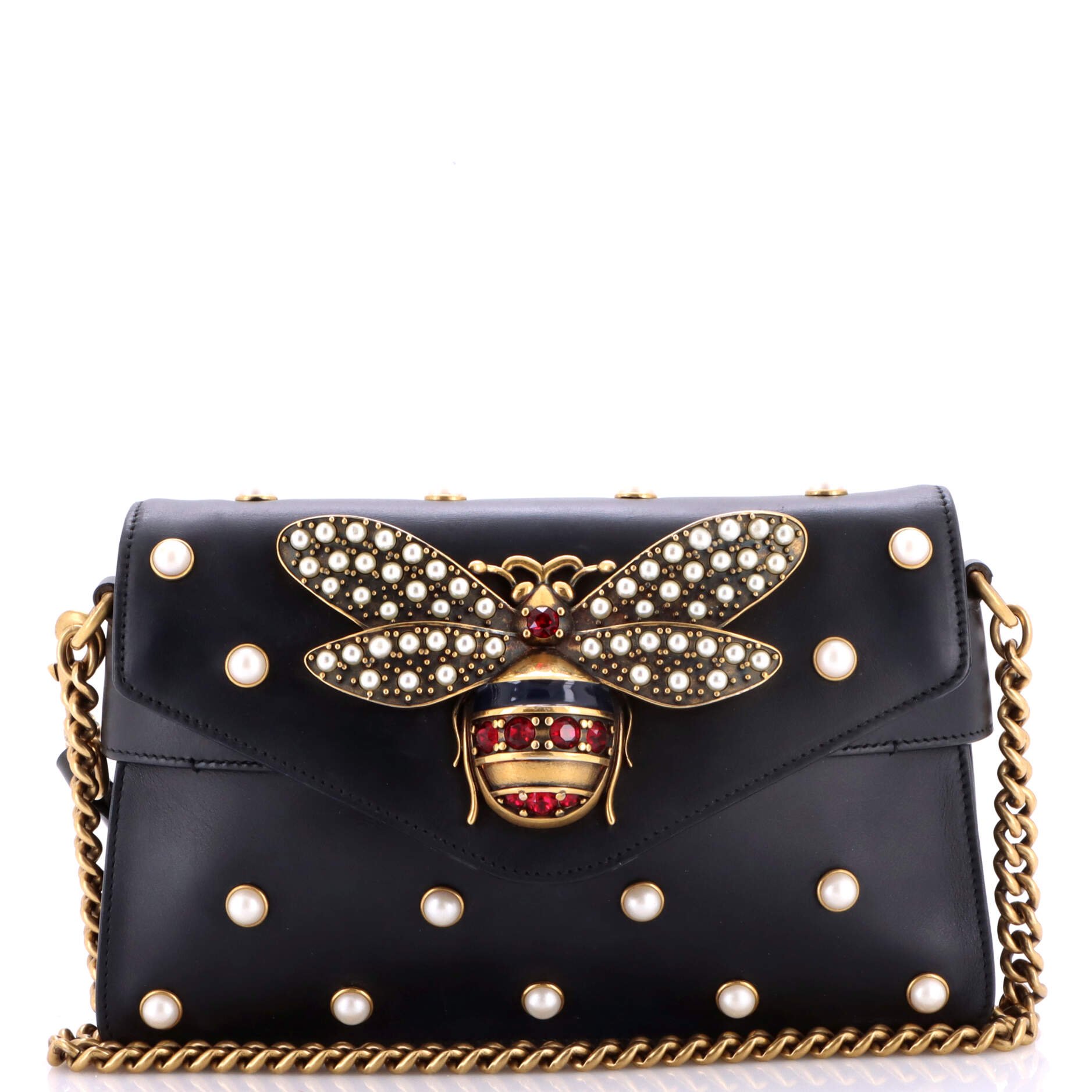 Broadway Pearly Bee Shoulder Bag Embellished Leather Mini
