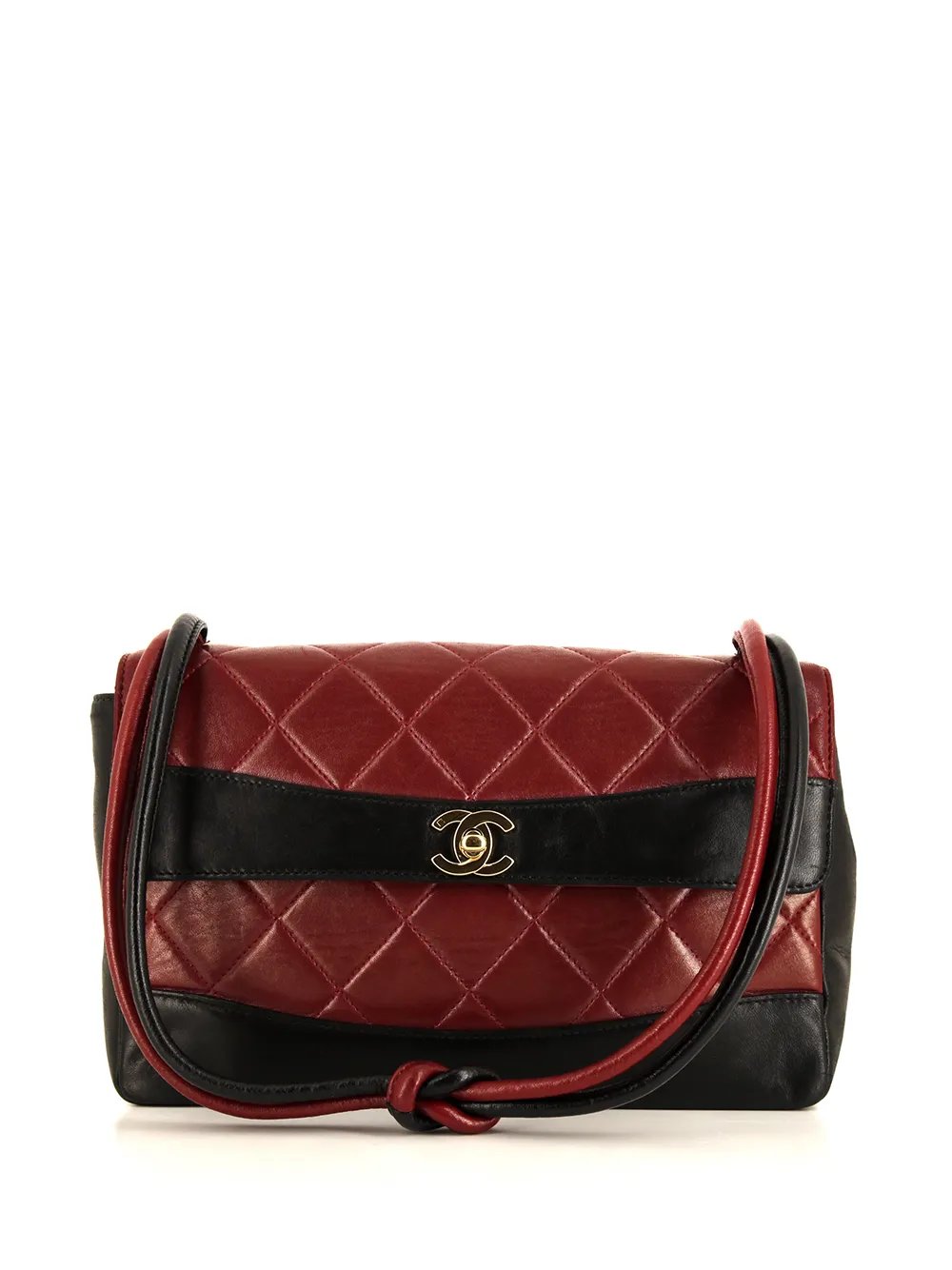 two-tone diamond-quilted shoulder bag
