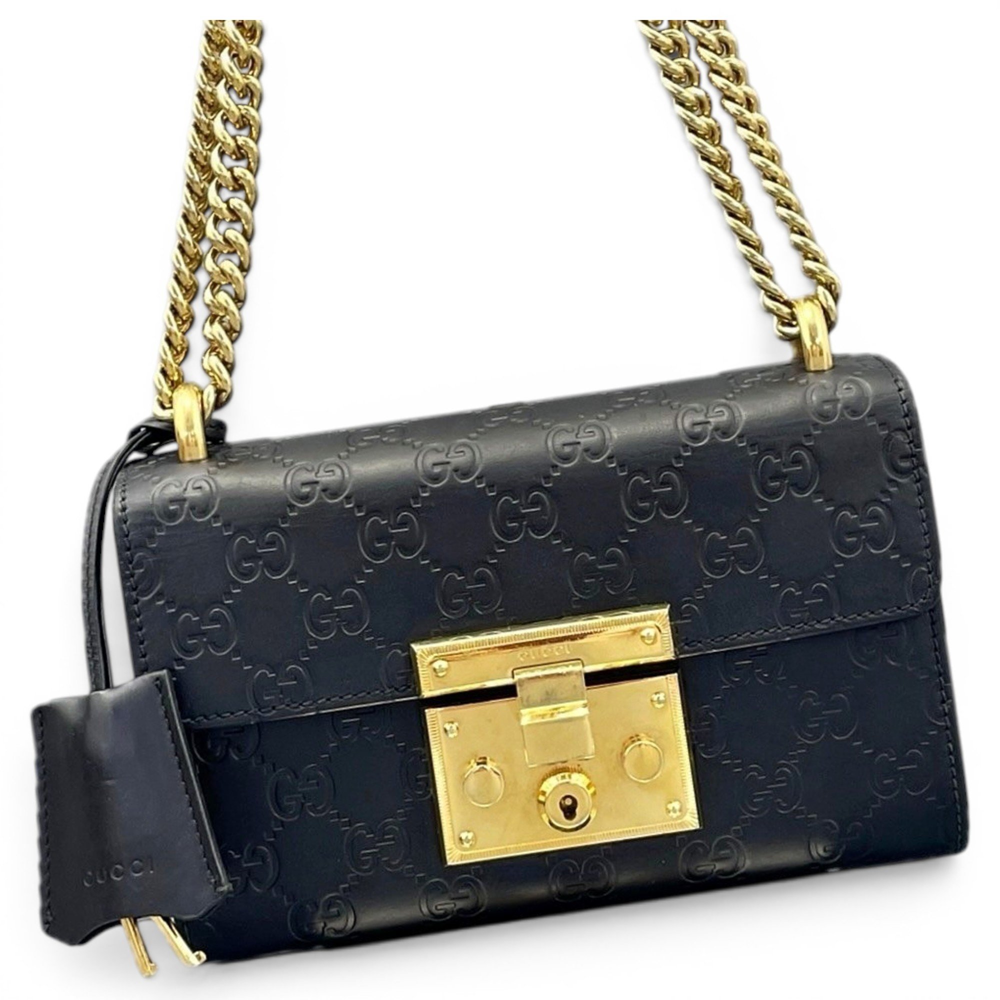 Padlock leather handbag