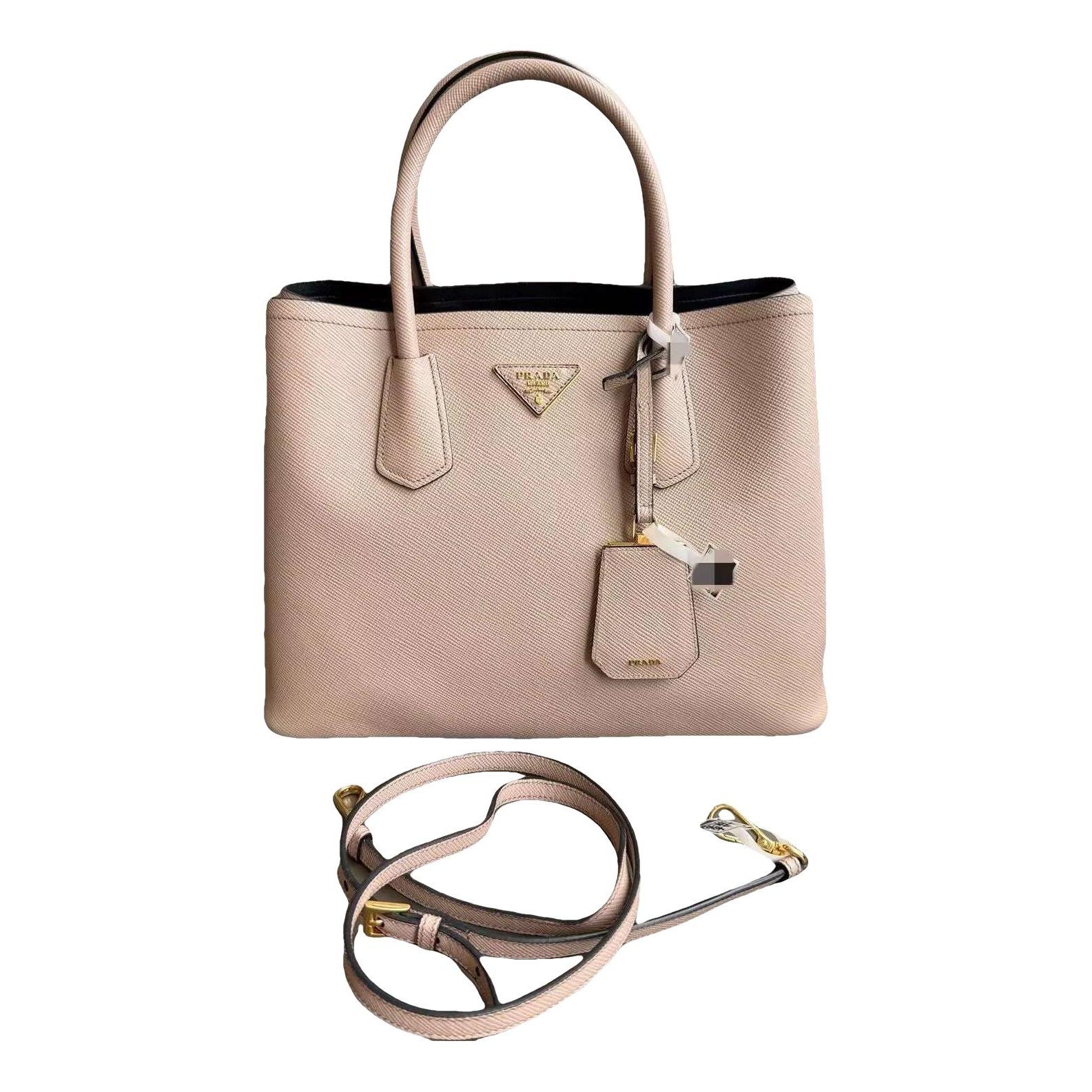Double leather handbag