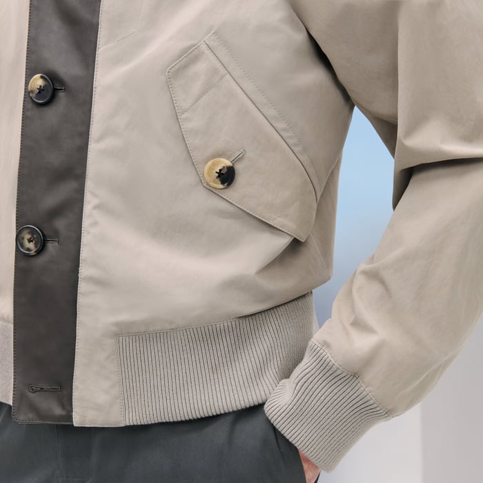 Pierre Rib-trim Jacket With Leather Detail