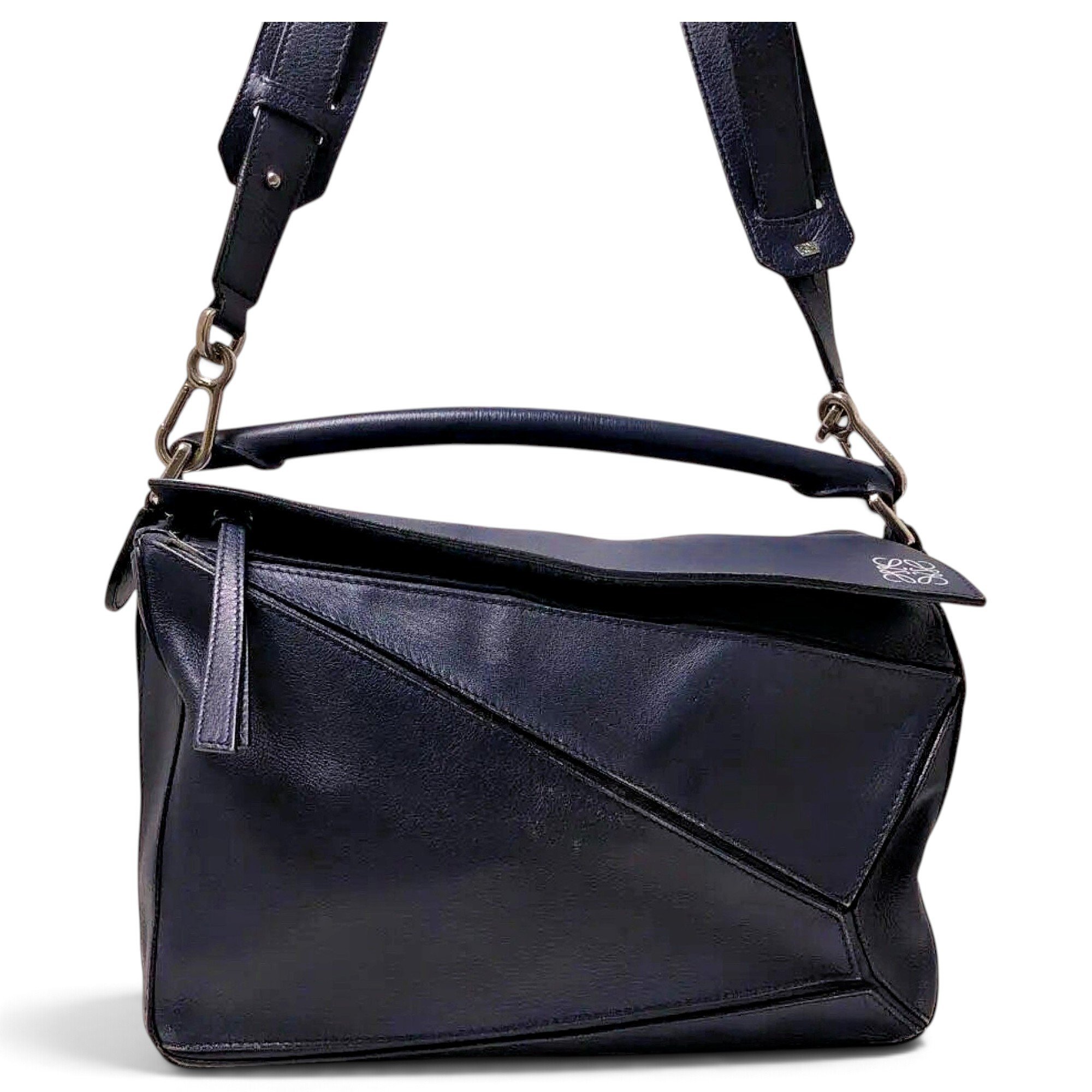 Puzzle leather handbag
