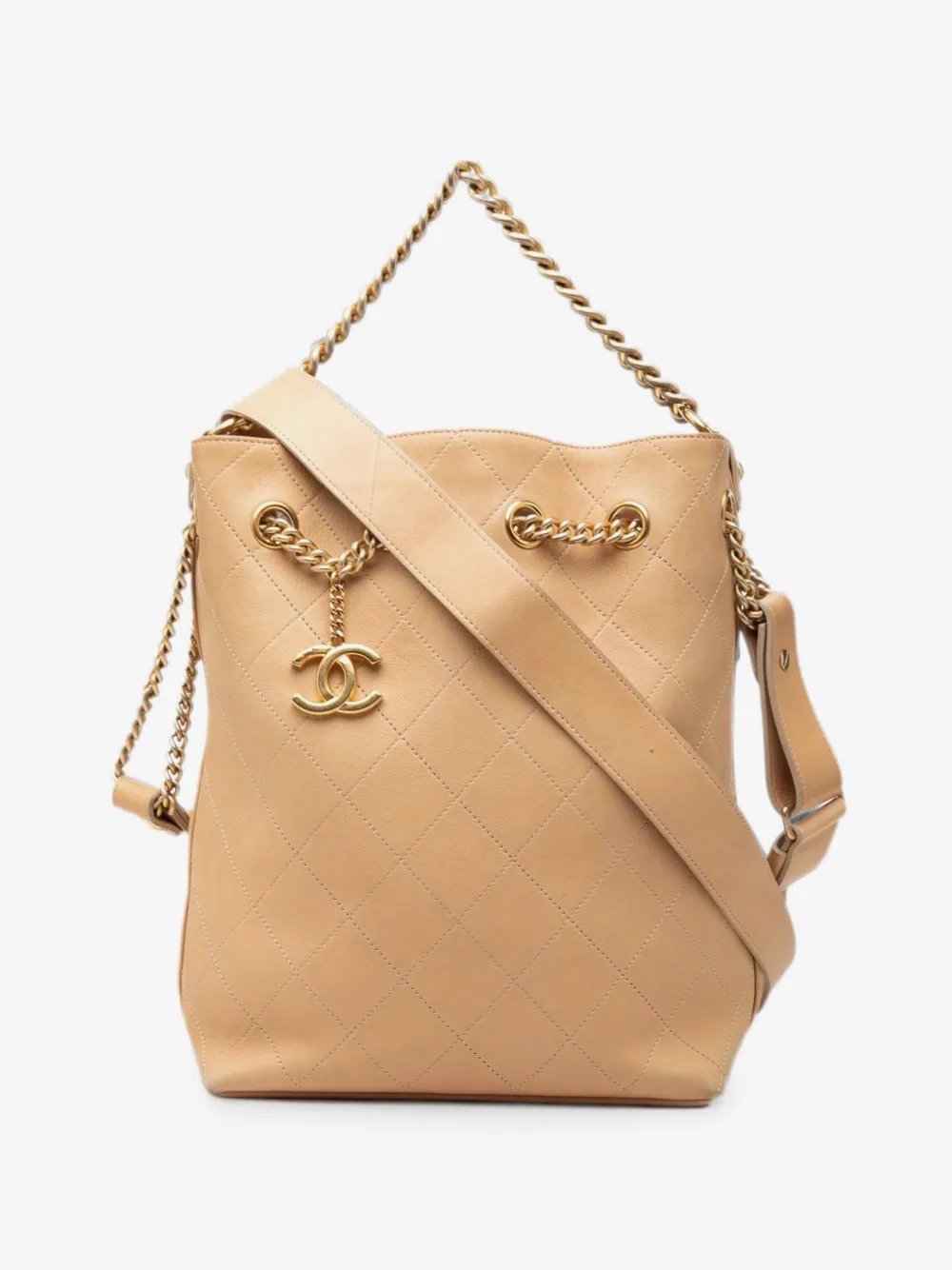 2016-2017 Large CC Quilted Calfskin On My Shoulder Drawstring Bucket Bag satchel