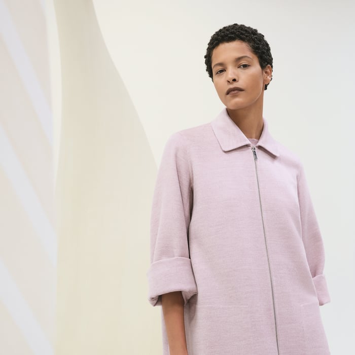 Rose Pâle Wool Zipped Coat